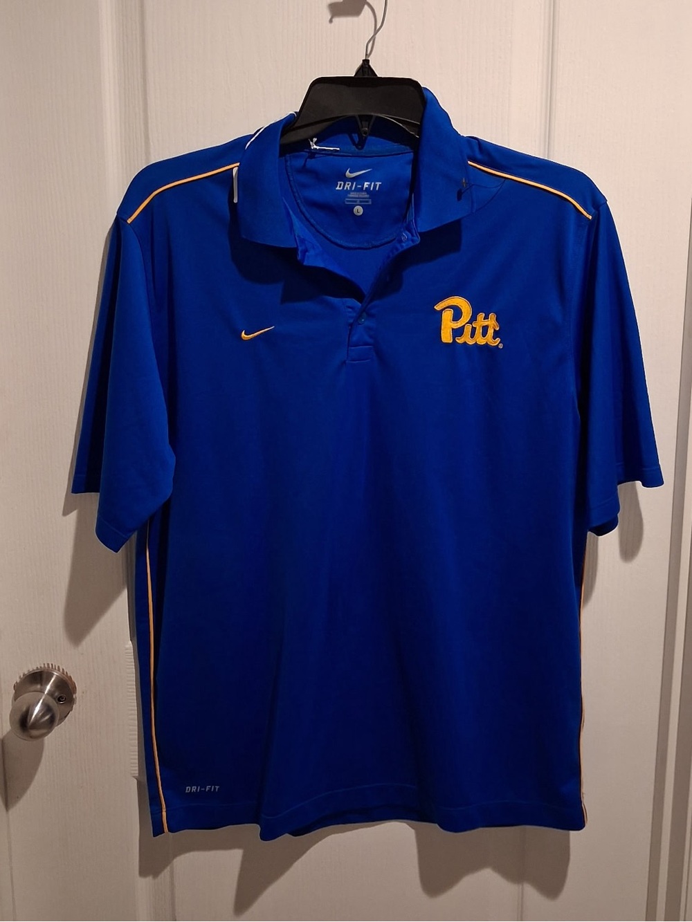 Nike Blue Polo with Yellow Pitt Embroidery